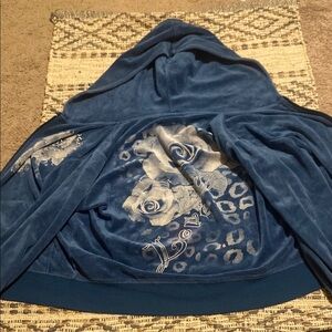 F&F Blue Hooded Jacket with Floral Design